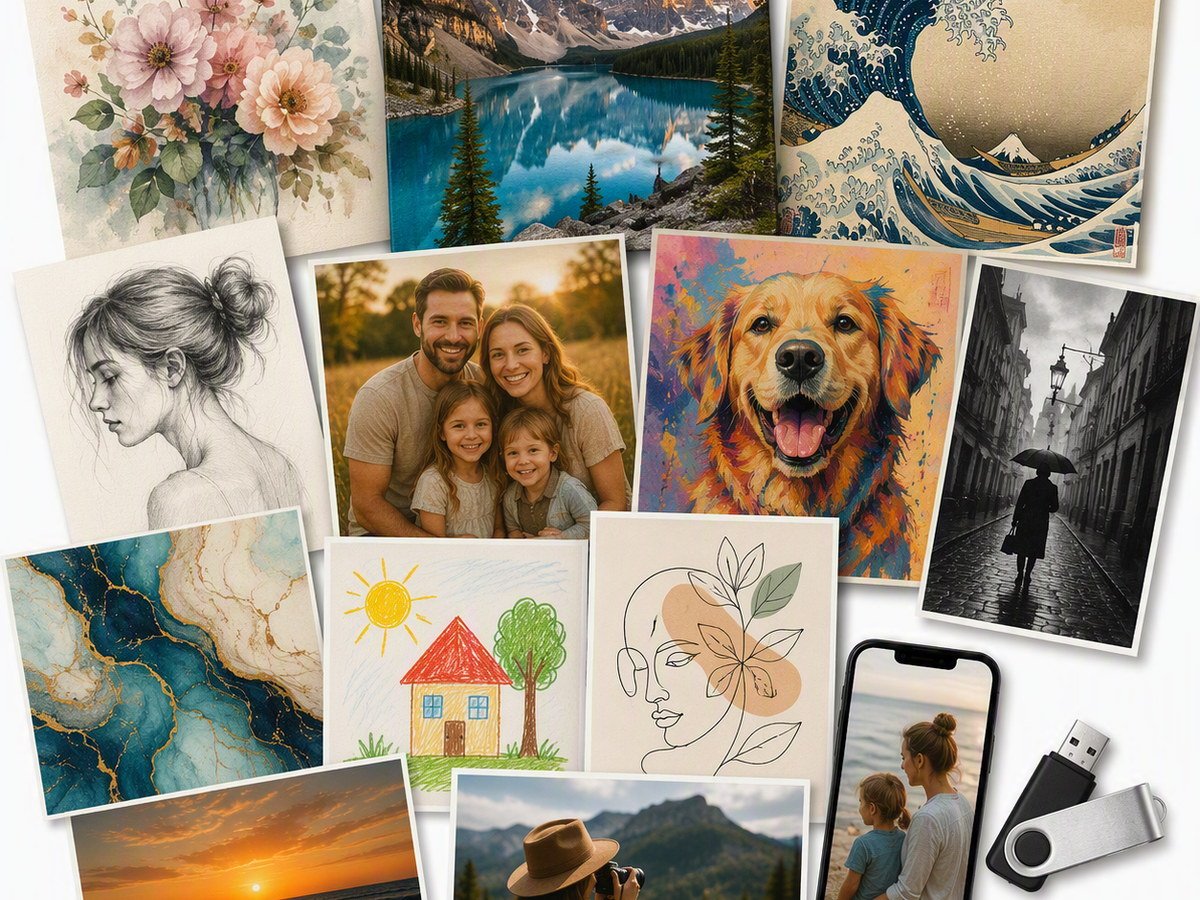Family, pet, child, and travel photos customers can upload